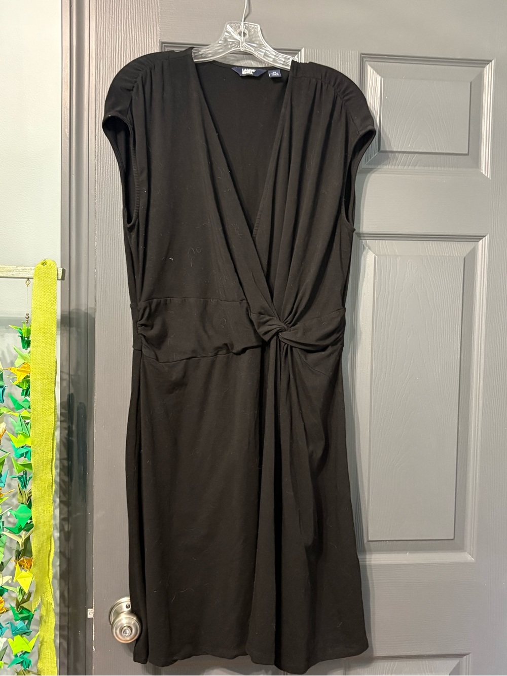 Lands' End Black Twist-Knot V-Neck Dress